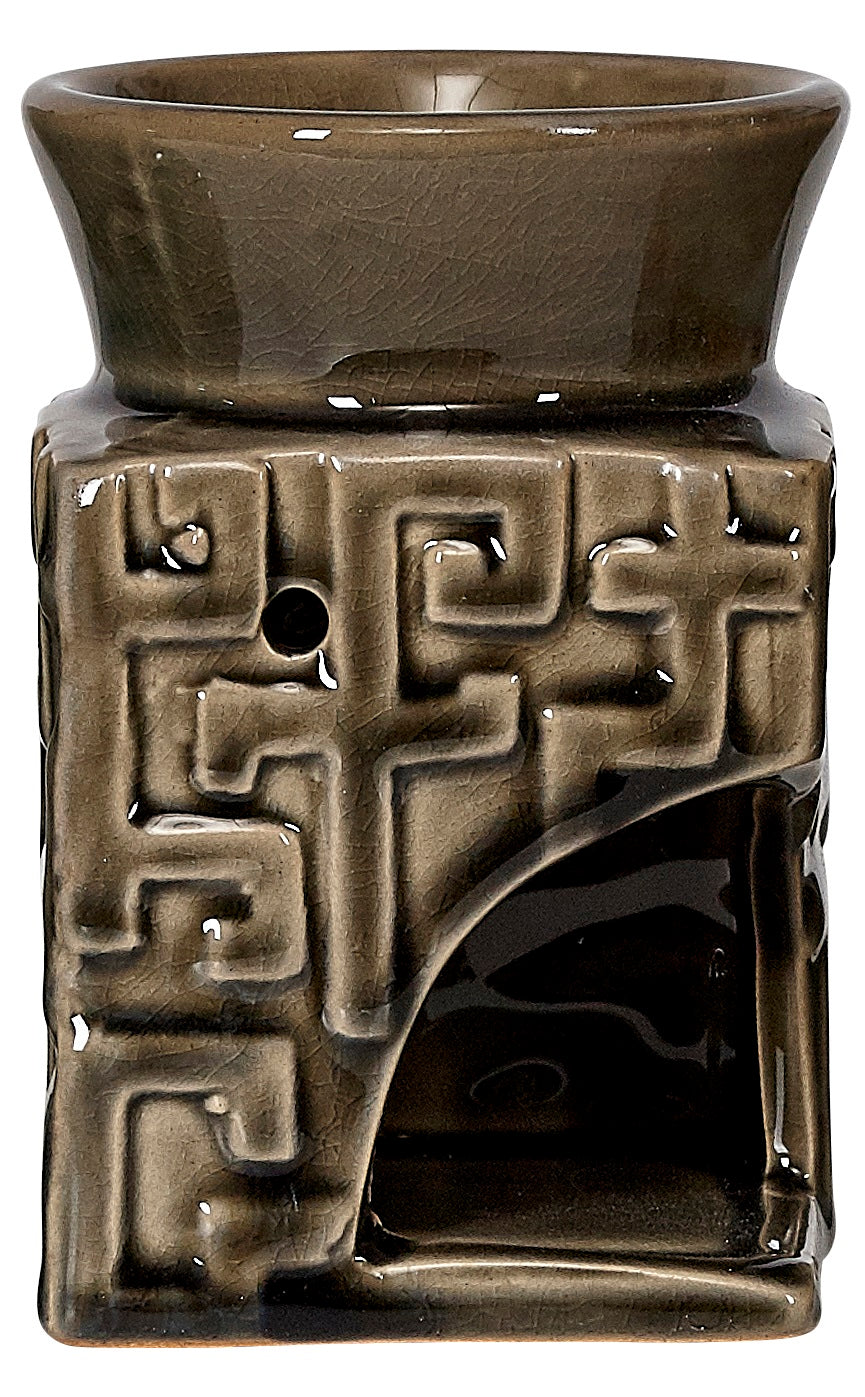 Large Tall Ceramic Oil Burner Asian Motif