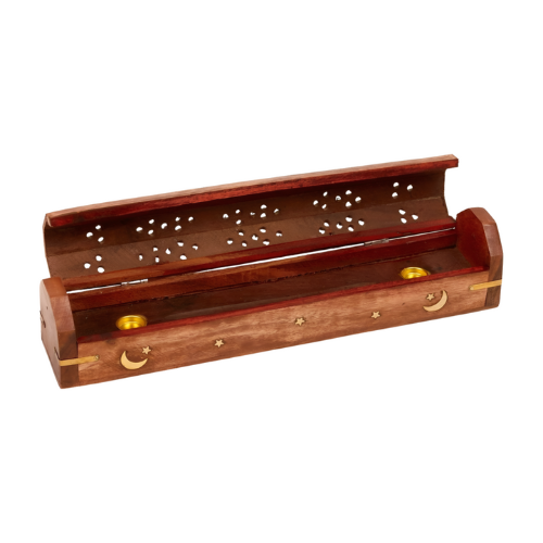 Wood Incense Box / Burner Stars And Moon