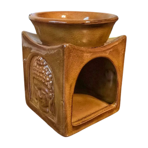 Large Ceramic Oil Burner Asian Motif