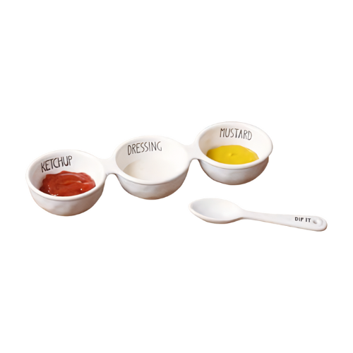 Ceramic Divided Bowl And Spoon Set