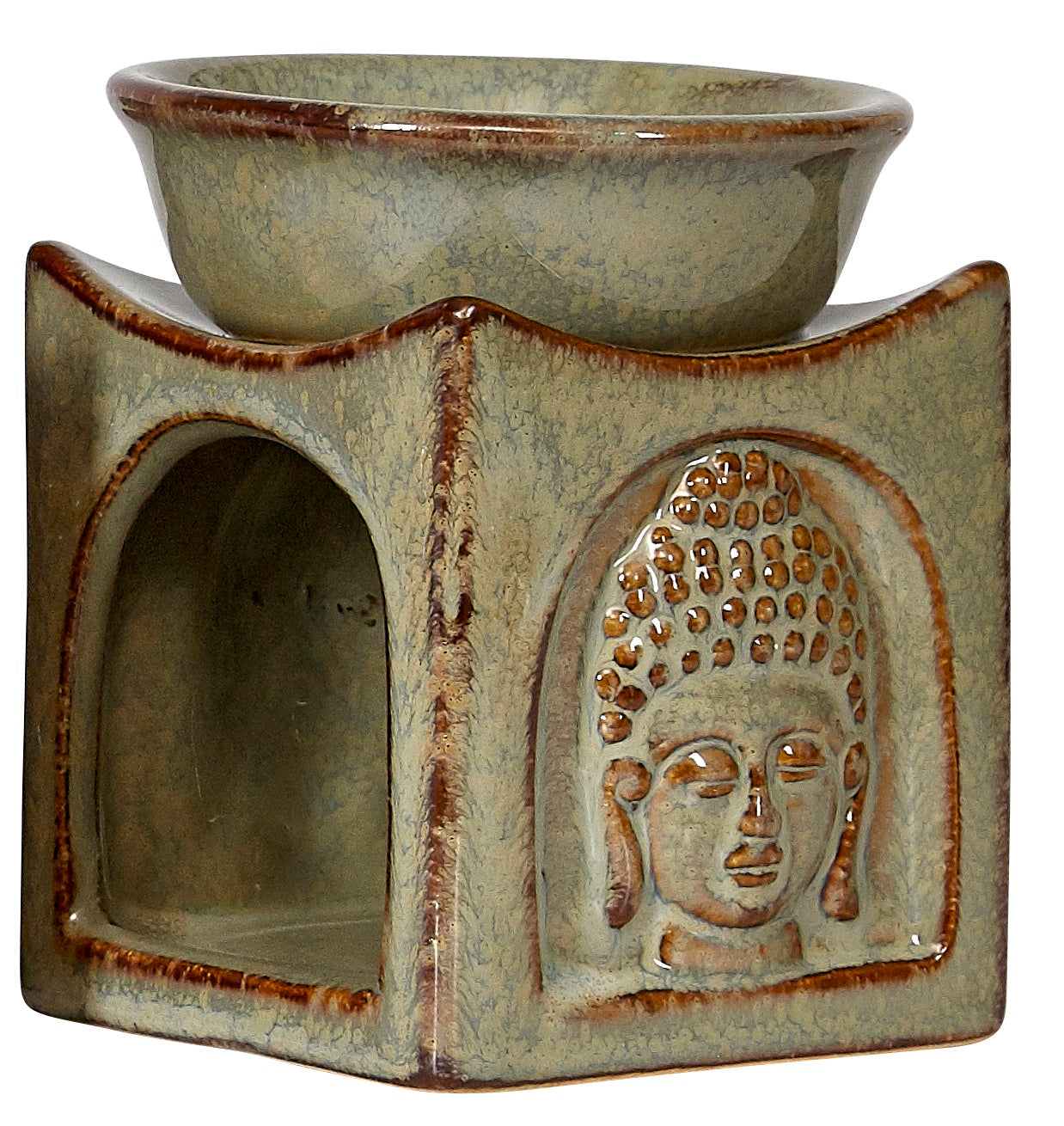 Large Ceramic Oil Burner Asian Motif