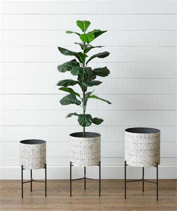 Embossed 3pc Planter Set With Stands