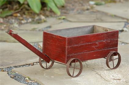 Wooden Distressed Burgundy Cart