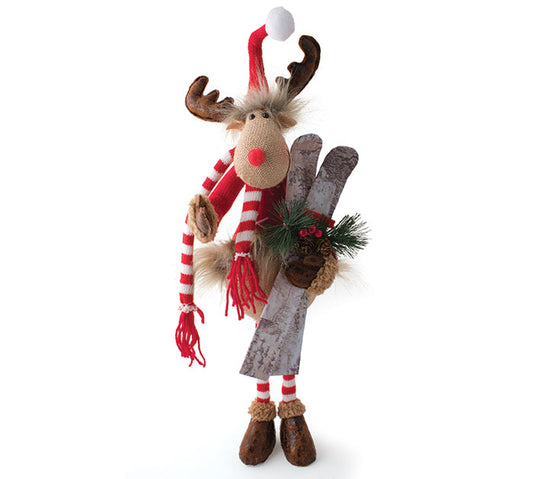 20" Reindeer In Knit Sweater With Skis